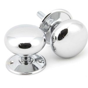 From the Anvil Polished Chrome 57mm Mushroom Mortice/Rim Knob Set - 91532