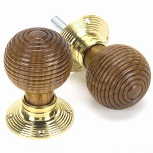 From the Anvil Rosewood & Polished Brass Beehive Mortice/Rim Knob Set - 91787