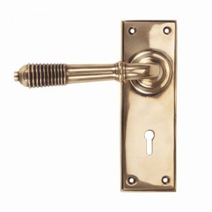 From the Anvil Polished Bronze Reeded Lever Lock Set - 91913