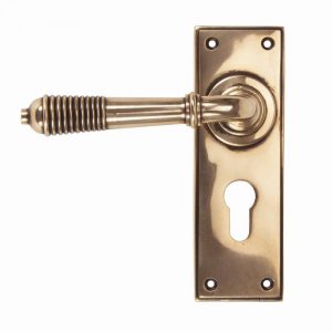 From the Anvil Polished Bronze Reeded Lever Euro Set - 91916