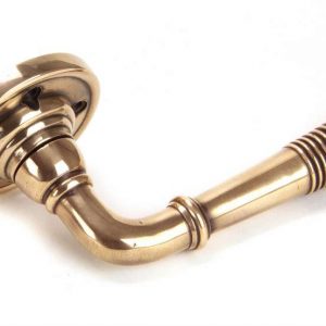 From the Anvil Polished Bronze Reeded Lever on Rose Set - 91917