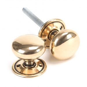 From the Anvil Polished Bronze Mushroom Mortice/Rim Knob Set - 91925