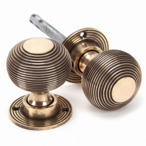 From the Anvil Polished Bronze Heavy Beehive Mortice/Rim Knob Set - 91926