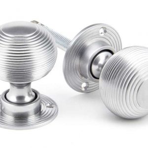 From the Anvil Satin Chrome Heavy Beehive Mortice/Rim Knob Set - 91974