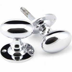 From the Anvil Polished Chrome Oval Mortice/Rim Knob Set - 91975