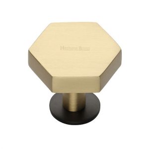 Heritage Brass C4345 Hexagon Cabinet Knob With Rose
