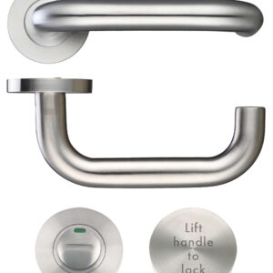 Price & Oliver Lift To Lock Return Door Handle on Round Rose SSS