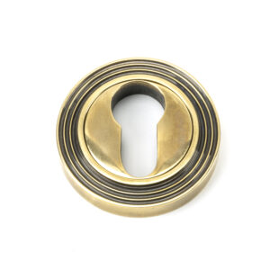 From the Anvil - Aged Brass Round Euro Escutcheon (Beehive) - 45709