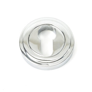 From the Anvil - Polished Chrome Round Euro Escutcheon (Art Deco) - 45712