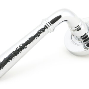 From the Anvil - Pol. Chrome Hammered Newbury Lever on Rose Set (Plain) - 46073