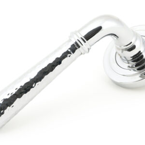 From the Anvil - Pol. Chrome Hammered Newbury Lever on Rose Set (Art Deco) - 46074
