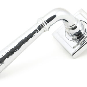 From the Anvil - Pol. Chrome Hammered Newbury Lever on Rose Set (Square) - 46076