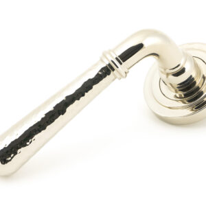 From the Anvil - Pol. Nickel Hammered Newbury Lever on Rose Set (Art Deco) - 46078