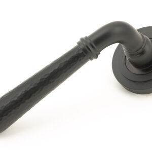 From the Anvil - Aged Bronze Hammered Newbury Lever on Rose Set (Art Deco) - 46082