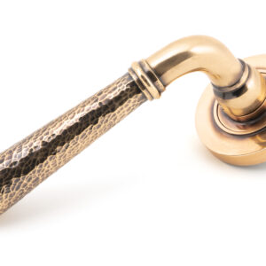 From the Anvil - Pol. Bronze Hammered Newbury Lever on Rose Set (Plain) - 46085