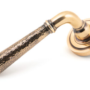 From the Anvil - Pol. Bronze Hammered Newbury Lever on Rose Set (Art Deco) - 46086