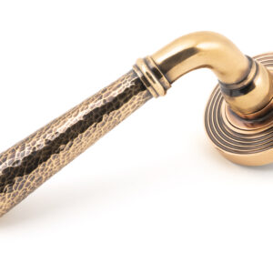 From the Anvil - Pol. Bronze Hammered Newbury Lever on Rose Set (Beehive) - 46087
