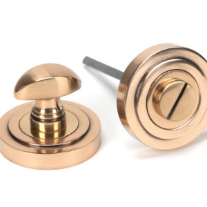 From the Anvil - Polished Bronze Round Thumbturn Set (Art Deco) - 46110