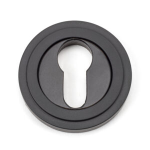 From the Anvil - Aged Bronze Round Euro Escutcheon (Art Deco) - 46122