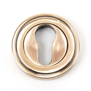 From the Anvil - Polished Bronze Round Euro Escutcheon (Art Deco) - 46126