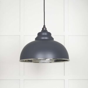 From the Anvil - Hammered Nickel Harborne Pendant in Slate - 45472SL