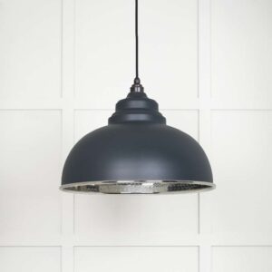 From the Anvil - Hammered Nickel Harborne Pendant in Soot - 45472SO