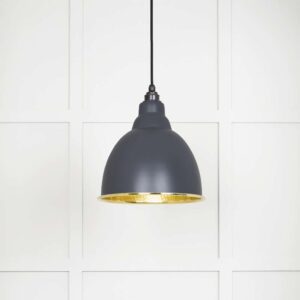 From the Anvil - Hammered Brass Brindley Pendant in Slate - 49517SL