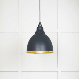 From the Anvil - Hammered Brass Brindley Pendant in Soot - 49517SO