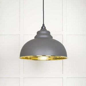 From the Anvil - Hammered Brass Harborne Pendant in Bluff - 49521BL
