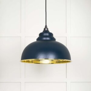 From the Anvil - Hammered Brass Harborne Pendant in Dusk - 49521DU