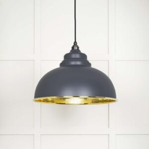 From the Anvil - Hammered Brass Harborne Pendant in Slate - 49521SL