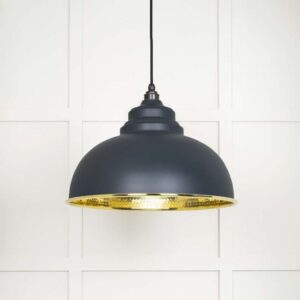 From the Anvil - Hammered Brass Harborne Pendant in Soot - 49521SO