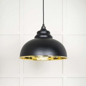 From the Anvil - Smooth Brass Harborne Pendant in Elan Black - 49522EB