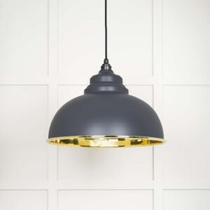 From the Anvil - Smooth Brass Harborne Pendant in Slate - 49522SL