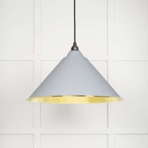 From the Anvil - Hammered Brass Hockley Pendant in Birch - 49523BI