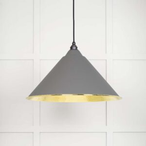 From the Anvil - Hammered Brass Hockley Pendant in Bluff - 49523BL