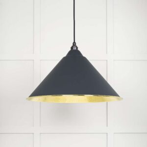 From the Anvil - Hammered Brass Hockley Pendant in Soot - 49523SO
