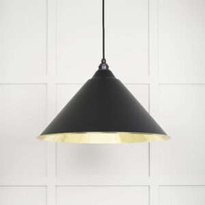 From the Anvil - Smooth Brass Hockley Pendant in Elan Black - 49524EB