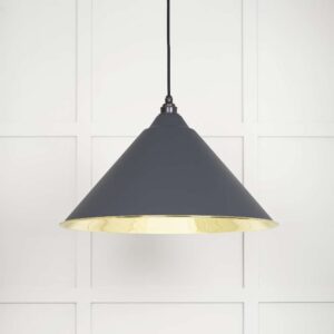From the Anvil - Smooth Brass Hockley Pendant in Slate - 49524SL