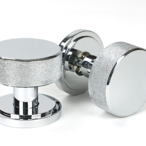 From the Anvil - Polished Chrome Brompton Mortice/Rim Knob Set (Art Deco) - 46779