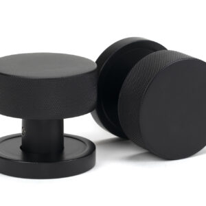 From the Anvil - Matt Black Brompton Mortice/Rim Knob Set (Plain) - 46798
