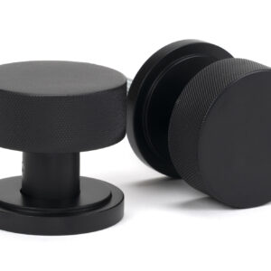 From the Anvil - Matt Black Brompton Mortice/Rim Knob Set (Art Deco) - 46799