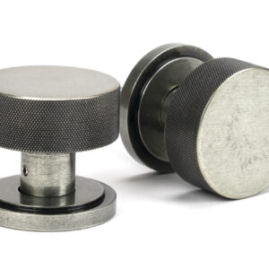 From the Anvil - Pewter Brompton Mortice/Rim Knob Set (Art Deco) - 46803