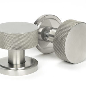 From the Anvil - Satin Marine SS (316) Brompton Mortice/Rim Knob Set (Art Deco) - 46811