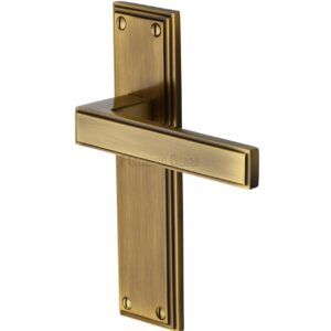 Heritage Brass Atlantis Door Handle on Plate (Set) - Antique Brass