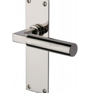 Heritage Brass Bauhaus Low Profile Door Handle on Plate (Set) - Polished Nickel
