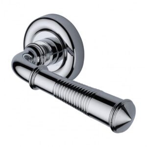 Heritage Brass V1936 Colonial Reeded Door Handle on Round Rose (Set)
