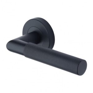 Heritage Brass V2272 Bauhaus Mitre Knurled Door Handle on Round Rose (Set)