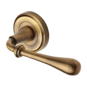 Heritage Brass V7155 Roma Door Handle on Round Rose (Set) - Antique Brass